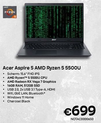 Promoties Acer aspire 5 amd ryzen 5 5500u - Acer - Geldig van 01/02/2023 tot 28/02/2023 bij Compudeals