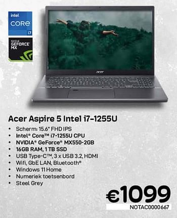 Promoties Acer aspire 5 intel i7-1255u - Acer - Geldig van 01/02/2023 tot 28/02/2023 bij Compudeals