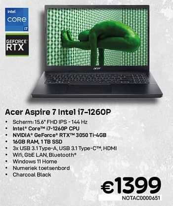 Promoties Acer aspire 7 intel i7-1260p - Acer - Geldig van 01/02/2023 tot 28/02/2023 bij Compudeals