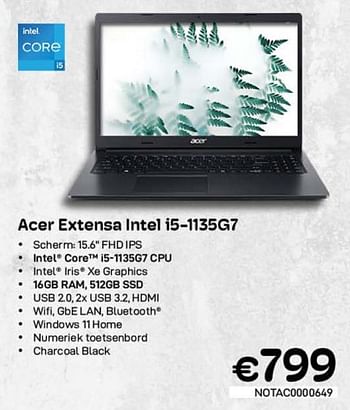 Promoties Acer extensa intel i5-1135g7 - Acer - Geldig van 01/02/2023 tot 28/02/2023 bij Compudeals