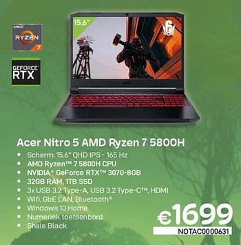 Promoties Acer nitro 5 amd ryzen 7 5800h - Acer - Geldig van 01/02/2023 tot 28/02/2023 bij Compudeals