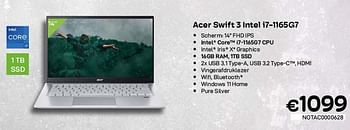 Promoties Acer swift 3 intel i7-1165g7 - Acer - Geldig van 01/02/2023 tot 28/02/2023 bij Compudeals
