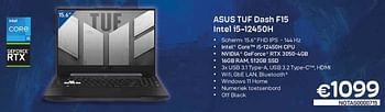 Promoties Asus tuf dash f15 intel i5-12450h - Asus - Geldig van 01/02/2023 tot 28/02/2023 bij Compudeals