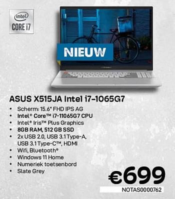 Promoties Asus x515ja intel i7-1065g7 - Asus - Geldig van 01/02/2023 tot 28/02/2023 bij Compudeals