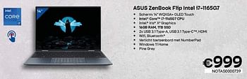 Promoties Asus zenbook flip intel i7-1165g7 - Asus - Geldig van 01/02/2023 tot 28/02/2023 bij Compudeals