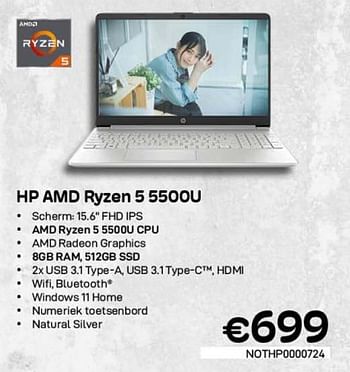 Promoties Hp amd ryzen 5 5500u - HP - Geldig van 01/02/2023 tot 28/02/2023 bij Compudeals