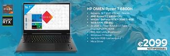 Promoties Hp omen ryzen 7 6800h - HP - Geldig van 01/02/2023 tot 28/02/2023 bij Compudeals