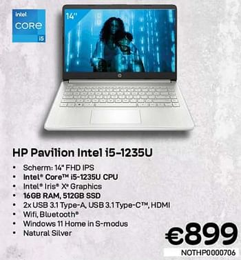 Promoties Hp pavilion intel i5-1235u - HP - Geldig van 01/02/2023 tot 28/02/2023 bij Compudeals