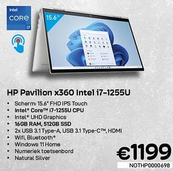 Promoties Hp pavilion x360 intel i7-1255u - HP - Geldig van 01/02/2023 tot 28/02/2023 bij Compudeals