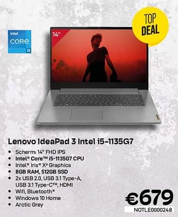 Promoties Lenovo ideapad 3 intel i5-1135g7 - Lenovo - Geldig van 01/02/2023 tot 28/02/2023 bij Compudeals