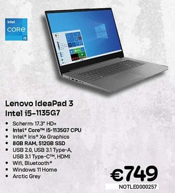 Promoties Lenovo ideapad 3 intel i5-1135g7 - Lenovo - Geldig van 01/02/2023 tot 28/02/2023 bij Compudeals