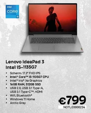 Promoties Lenovo ideapad 3 intel i5-1135g7 - Lenovo - Geldig van 01/02/2023 tot 28/02/2023 bij Compudeals