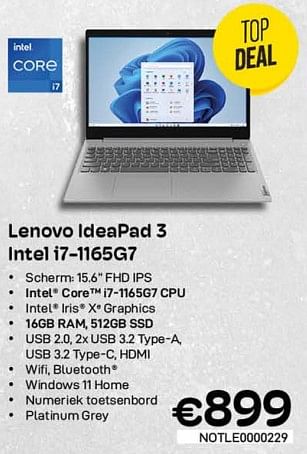 Promoties Lenovo ideapad 3 intel i7-1165g7 - Lenovo - Geldig van 01/02/2023 tot 28/02/2023 bij Compudeals