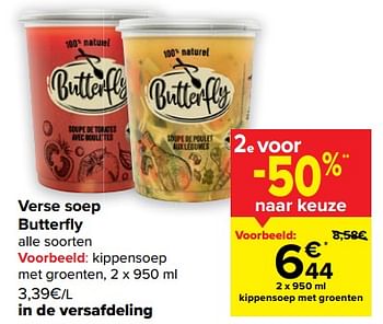 Promotions Kippensoep met groenten - Butterfly - Valide de 08/02/2023 à 20/02/2023 chez Carrefour