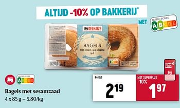 Promoties Bagels met sesamzaad - Huismerk - Delhaize - Geldig van 09/02/2023 tot 15/02/2023 bij Delhaize