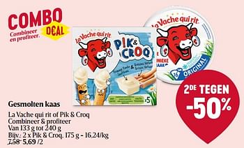 Promoties Gesmolten kaas pik + croq - La Vache Qui Rit - Geldig van 09/02/2023 tot 15/02/2023 bij Delhaize