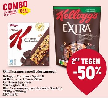 Promoties Graanrepen pure chocolade special k - Kellogg's - Geldig van 09/02/2023 tot 15/02/2023 bij Delhaize