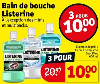 Promotions Bain de bouche cool mint - Listerine - Valide de 07/02/2023 à 12/02/2023 chez Kruidvat