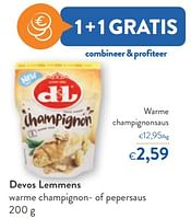 Promoties Devos lemmens warme champignonsaus - Devos Lemmens - Geldig van 08/02/2023 tot 21/02/2023 bij OKay