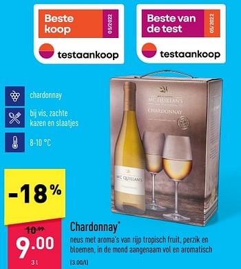 Promoties Chardonnay - Witte wijnen - Geldig van 13/02/2023 tot 24/02/2023 bij Aldi