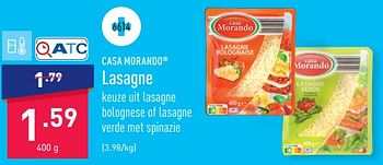 Promoties Lasagne - CASA MORANDO  - Geldig van 13/02/2023 tot 24/02/2023 bij Aldi
