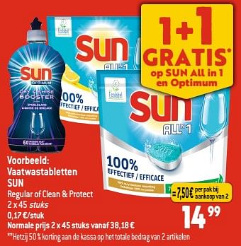 Promoties Vaatwastabletten sun - Sun - Geldig van 08/02/2023 tot 14/02/2023 bij Smatch