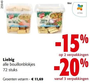 Promoties Liebig bouillonblokjes groenten vetarm - Liebig - Geldig van 08/02/2023 tot 21/02/2023 bij Colruyt