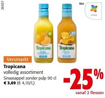Promoties Tropicana sinaasappel zonder pulp - Tropicana - Geldig van 08/02/2023 tot 21/02/2023 bij Colruyt
