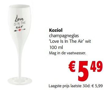 Promoties Koziol champagneglas love is in the air wit - koziol - Geldig van 08/02/2023 tot 21/02/2023 bij Colruyt