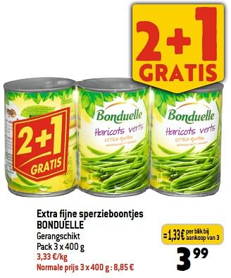 Promoties Extra fijne sperzieboontjes bonduelle - Bonduelle - Geldig van 08/02/2023 tot 14/02/2023 bij Louis Delhaize