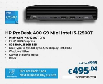 Promotions Hp prodesk 400 g9 mini intel i5-12500t - HP - Valide de 01/02/2023 à 28/02/2023 chez Compudeals