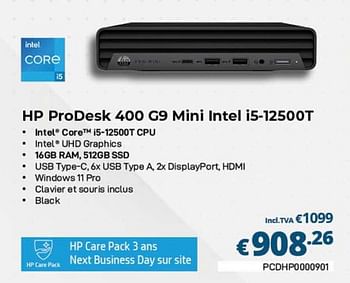 Promotions Hp prodesk 400 g9 mini intel i5-12500t - HP - Valide de 01/02/2023 à 28/02/2023 chez Compudeals