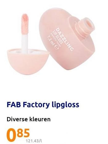 Promoties Fab factory lipgloss - Fab Factory - Geldig van 08/02/2023 tot 14/02/2023 bij Action