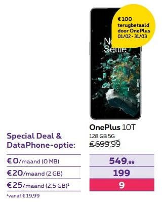 Promoties Oneplus 10t 128 gb 5g - OnePlus - Geldig van 01/02/2023 tot 01/05/2023 bij Proximus