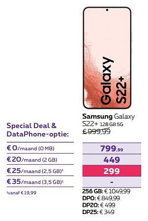 Promoties Samsung galaxy s22+ 128 gb 5g - Samsung - Geldig van 01/02/2023 tot 01/05/2023 bij Proximus