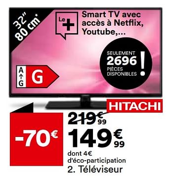 Promotions Téléviseur hitachi 32f52he2150 - Hitachi - Valide de 07/02/2023 à 06/03/2023 chez But