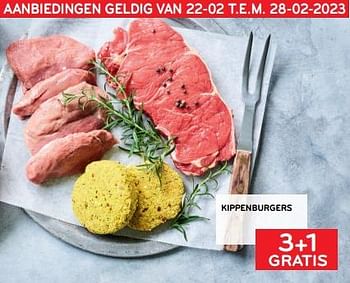 Promoties Kippenburgers 3+1 gratis - Huismerk - Alvo - Geldig van 22/02/2023 tot 28/02/2023 bij Alvo