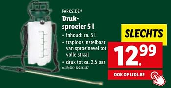 Promoties Druksproeier - Parkside - Geldig van 20/02/2023 tot 25/02/2023 bij Lidl