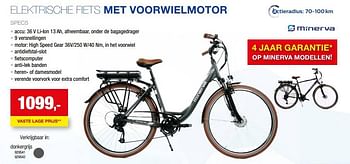 Promoties Elektrische fiets met voorwielmotor - Minerva - Geldig van 01/01/2023 tot 30/07/2023 bij Hubo