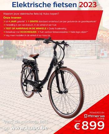 Promoties Elektrische fietsen - Minerva - Geldig van 01/01/2023 tot 30/07/2023 bij Hubo