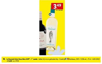 Witte wijnen La deux Promotie bij daurade aop - entre Lidl mers