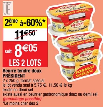 Promotions Beurre tendre doux président - Président - Valide de 14/02/2023 à 19/02/2023 chez Migros