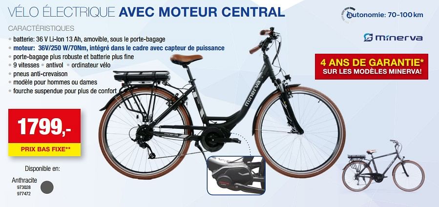 Minerva V lo lectrique avec moteur central En promotion chez Hubo