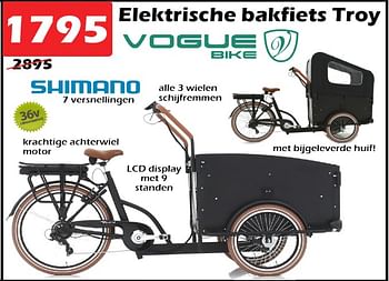 Promoties Elektrische bakfiets troy - Vogue Bike - Geldig van 02/02/2023 tot 26/02/2023 bij Itek