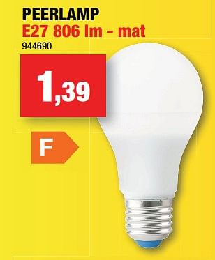 Promoties Peerlamp e27 - mat - Huismerk - Hubo  - Geldig van 15/02/2023 tot 19/02/2023 bij Hubo