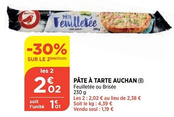 Promotions Pâte à tarte auchan - Auchan - Valide de 15/02/2023 à 20/02/2023 chez Bi1
