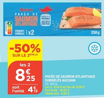 Promotions Pavés de saumon atlantique surgelés auchan - Auchan - Valide de 15/02/2023 à 20/02/2023 chez Bi1