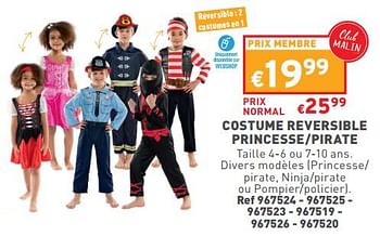 Promotions Costume reversible princesse-pirate - Produit maison - Trafic  - Valide de 15/02/2023 à 20/02/2023 chez Trafic