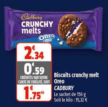Promotions Biscuits crunchy melt oreo cadbury - Cadbury - Valide de 16/02/2023 à 26/02/2023 chez Coccinelle