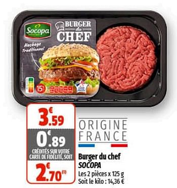 Promotions Burger du chef socopa - Socopa - Valide de 16/02/2023 à 26/02/2023 chez Coccinelle